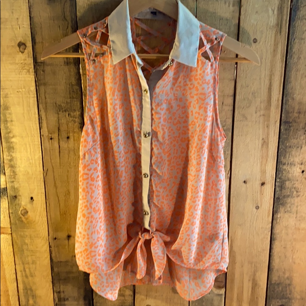 EUC MNK Orange/Tan Tie Tank Top